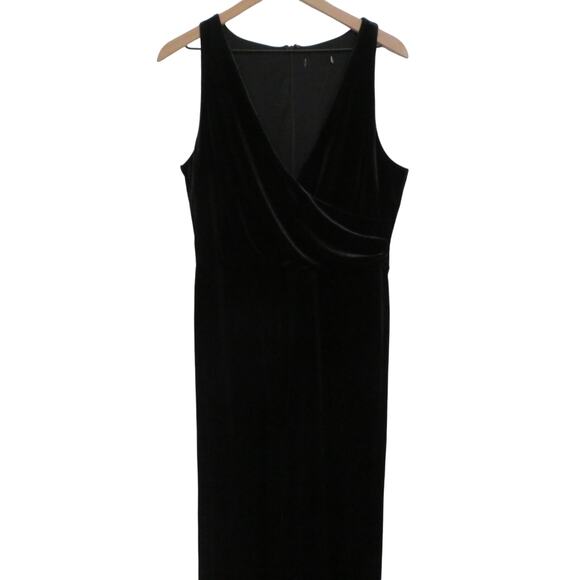 Banana Republic Womens Black Velvet Sleeveless Wide Leg Jumpsuit V Neckline - Picture 1 of 4